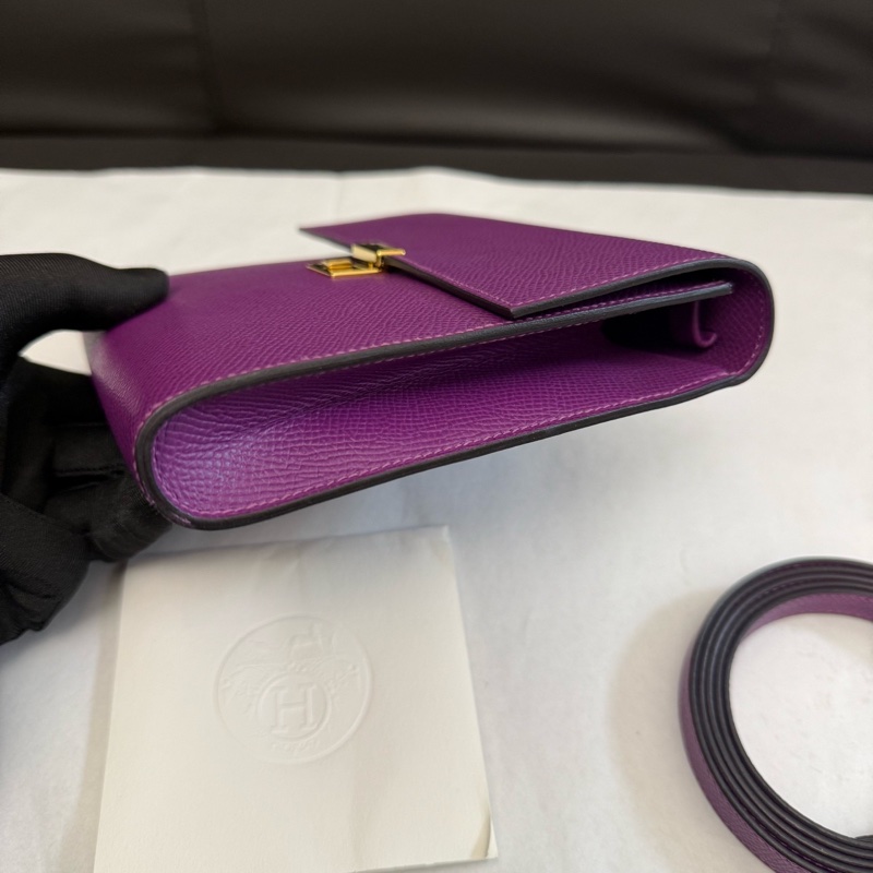 99新HERMES愛馬仕 海葵紫Clic 16金扣Epsom牛皮單肩斜挎包D刻尺寸：長16.4cm 寬2.2cm 高14.4cm。-2