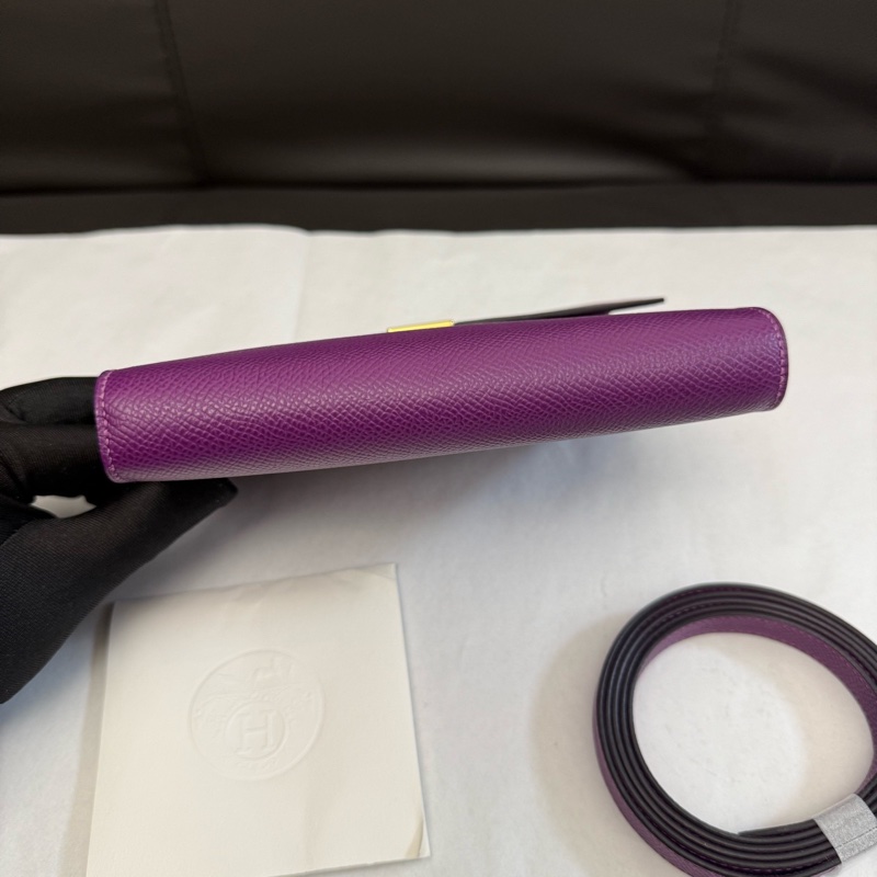 99新HERMES愛馬仕 海葵紫Clic 16金扣Epsom牛皮單肩斜挎包D刻尺寸：長16.4cm 寬2.2cm 高14.4cm。-4