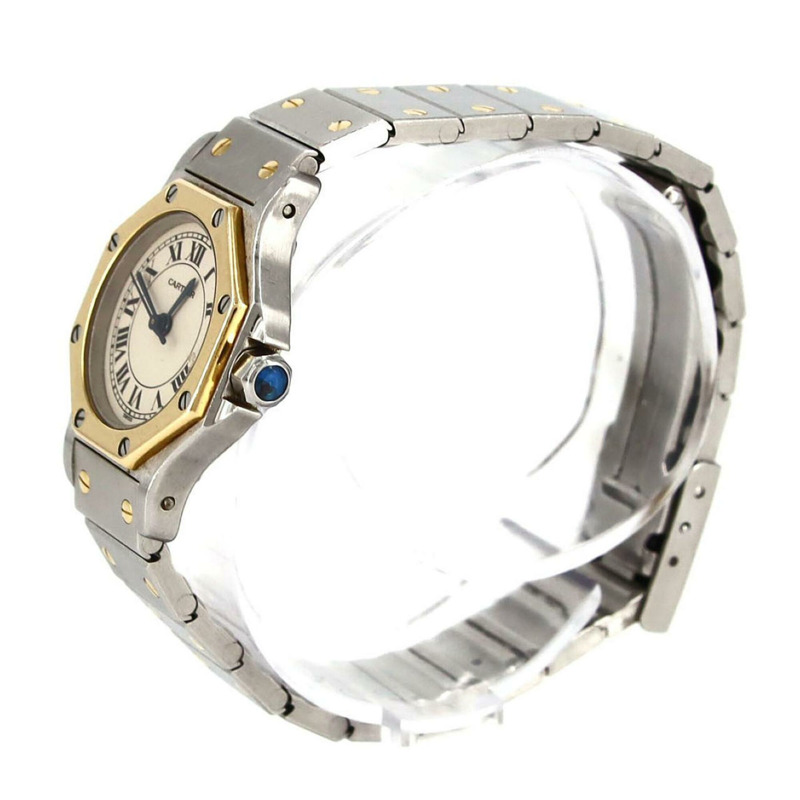 卡地亞 Santos Octagon SM 雙色 W2001683 SSxYG 石英錶-1