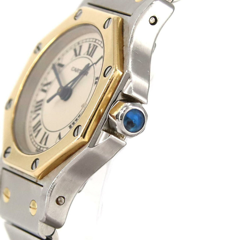 卡地亞 Santos Octagon SM 雙色 W2001683 SSxYG 石英錶-3