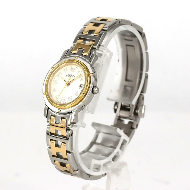 愛馬仕 Clipper Nacre 組合款 CL4.220 SSxGP 石英錶-1