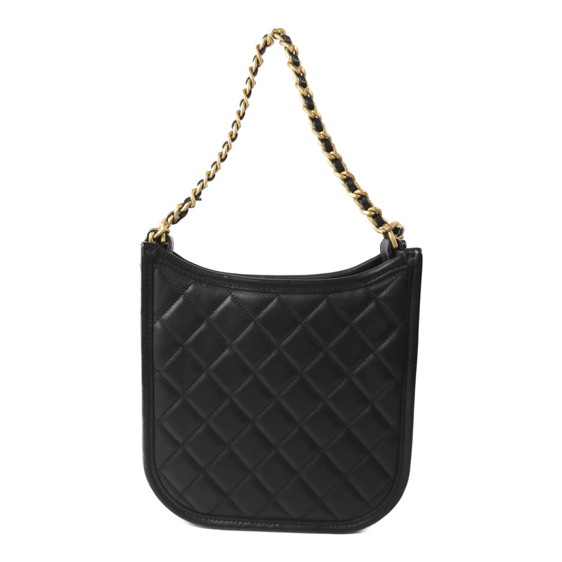 CHANEL 牛皮皮革Hobo鏈帶手挽肩背兩用袋-1