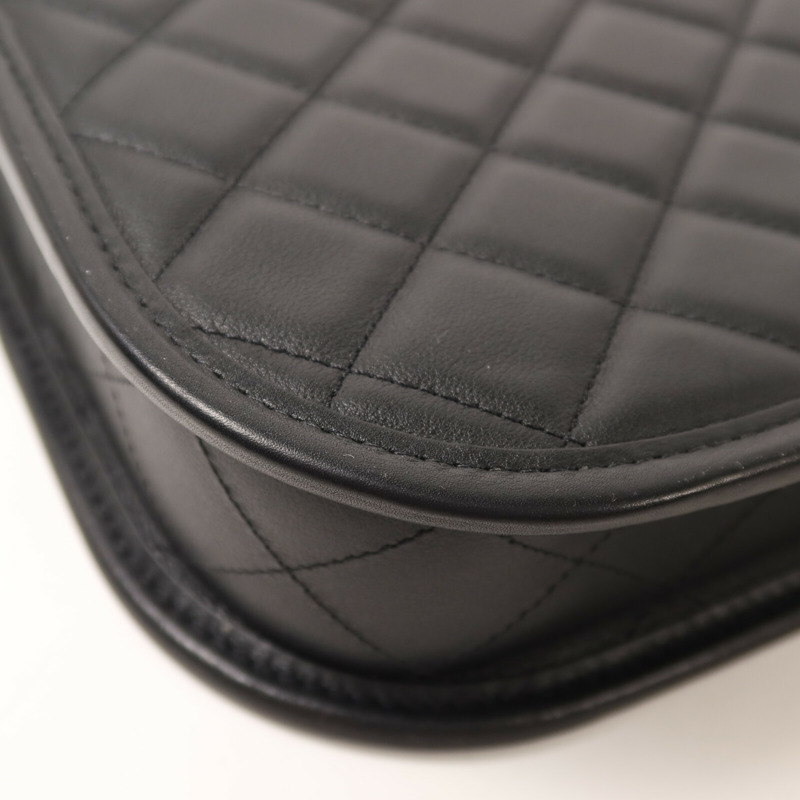 CHANEL 牛皮皮革Hobo鏈帶手挽肩背兩用袋-13