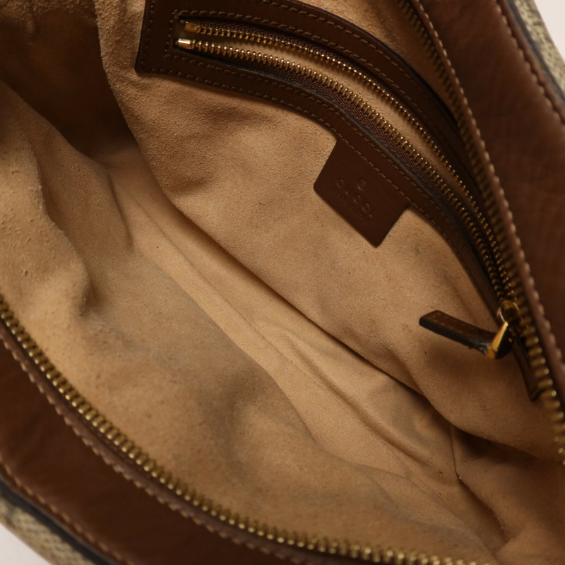 GUCCI 牛皮皮革/塗層帆布Horsebit 1955 Small肩背袋-4