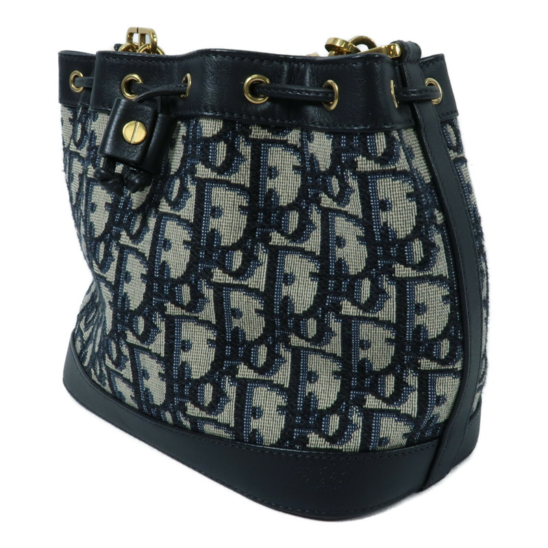 Dior 帆布Mini Oblique Bucket Bag鏈帶肩背袋-2