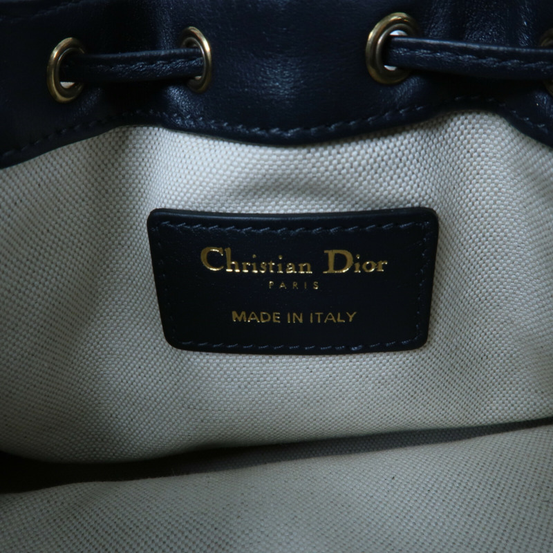 Dior 帆布Mini Oblique Bucket Bag鏈帶肩背袋-5