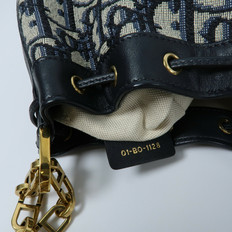 Dior 帆布Mini Oblique Bucket Bag鏈帶肩背袋-6