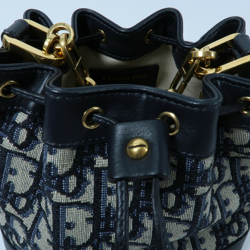 Dior 帆布Mini Oblique Bucket Bag鏈帶肩背袋-10