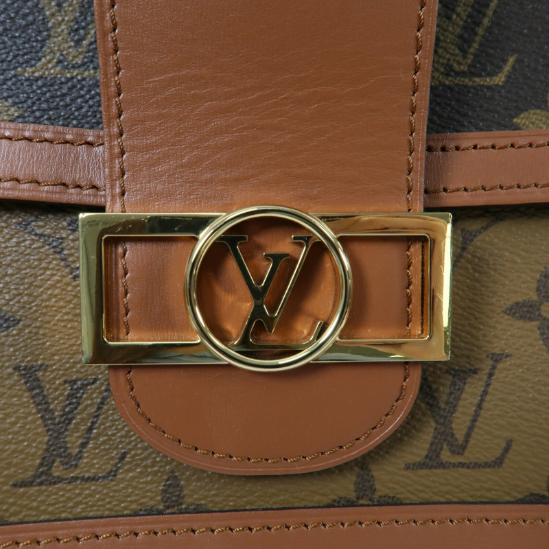 LOUIS VUITTON Monogram Reverse Dauphine MM鏈帶手挽肩背兩用袋-6