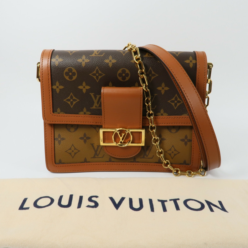 LOUIS VUITTON Monogram Reverse Dauphine MM鏈帶手挽肩背兩用袋-9