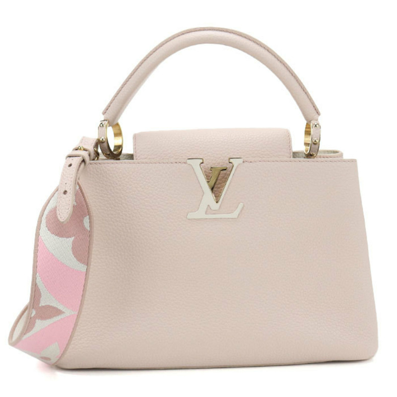 路易威登 (LOUIS VUITTON) 女士手提包 M59597 Capucines PM Taurillon 皮革，粉紅色-0
