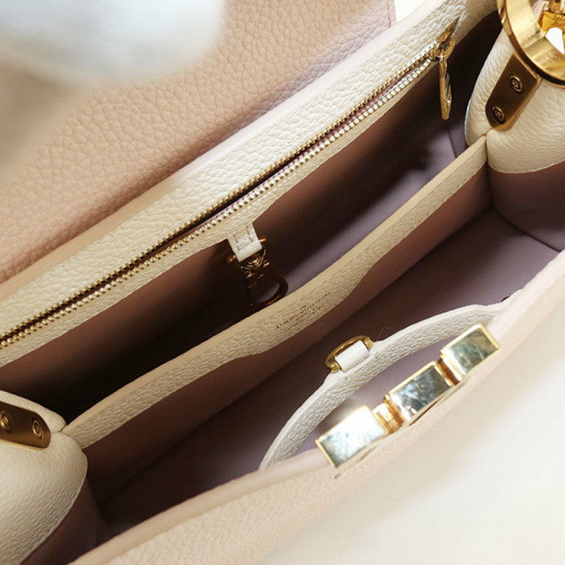 路易威登 (LOUIS VUITTON) 女士手提包 M59597 Capucines PM Taurillon 皮革，粉紅色-2
