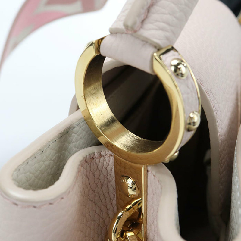 路易威登 (LOUIS VUITTON) 女士手提包 M59597 Capucines PM Taurillon 皮革，粉紅色-6