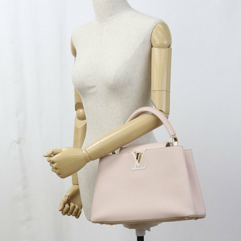 路易威登 (LOUIS VUITTON) 女士手提包 M59597 Capucines PM Taurillon 皮革，粉紅色-9