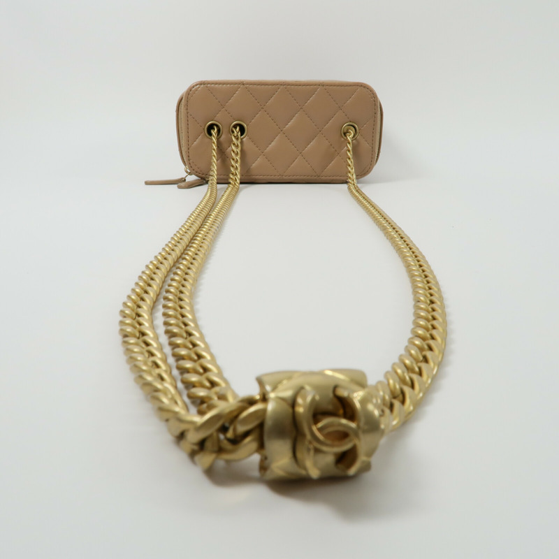 CHANEL 羊皮皮革Vanity Case鏈帶肩背袋-9