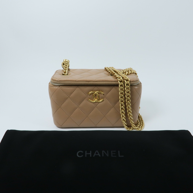 CHANEL 羊皮皮革Vanity Case鏈帶肩背袋-11