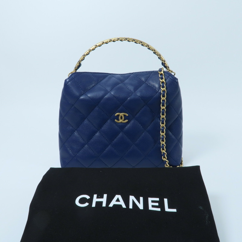 CHANEL 牛皮皮革2 Way Shoulder鏈帶手挽肩背兩用袋-9