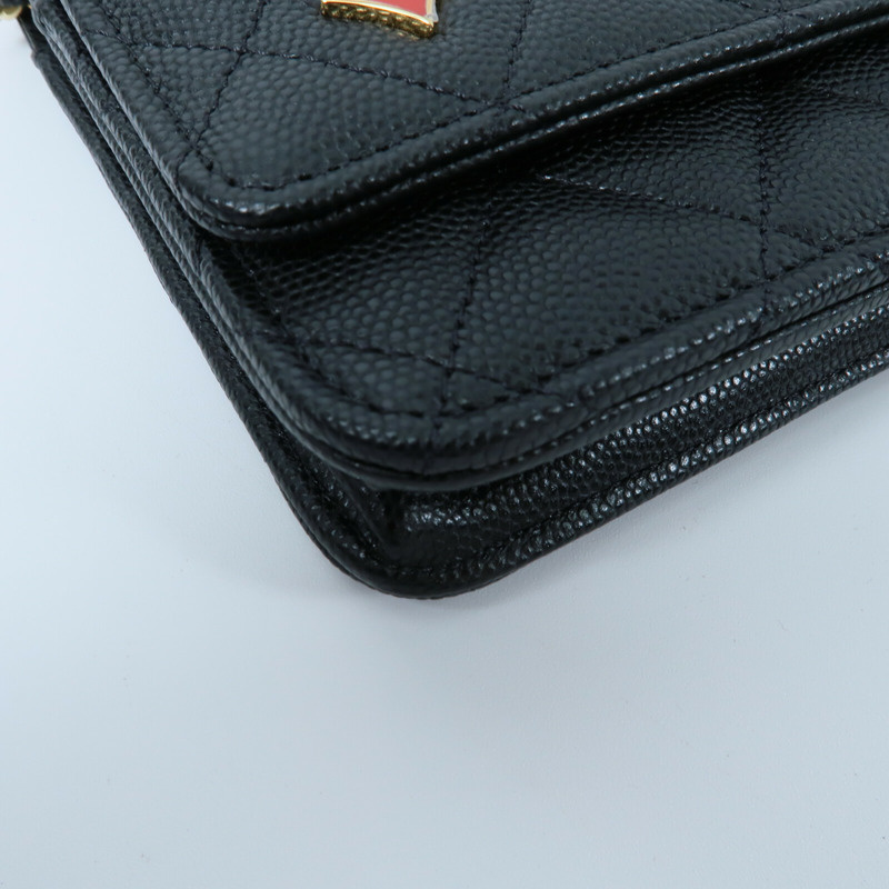 CHANEL 牛皮皮革WOC Wallet On Chain鏈帶肩背袋-14