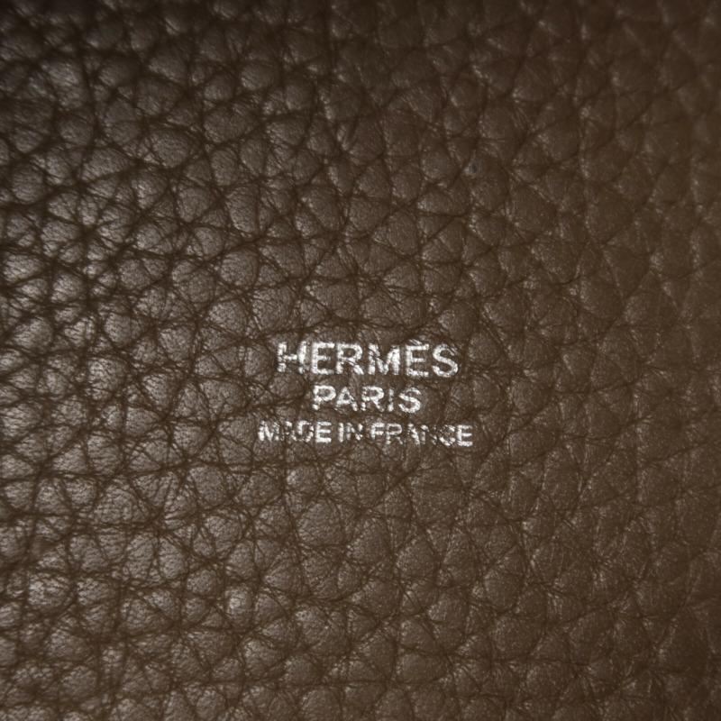 HERMES Clemence皮革Picotin PM手挽袋Etoupe-5