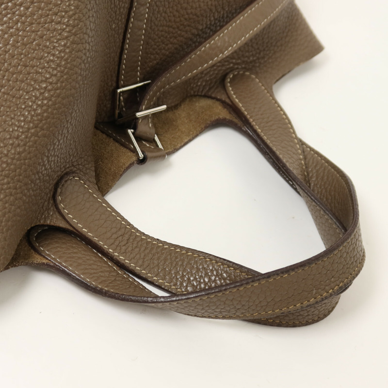 HERMES Clemence皮革Picotin PM手挽袋Etoupe-7