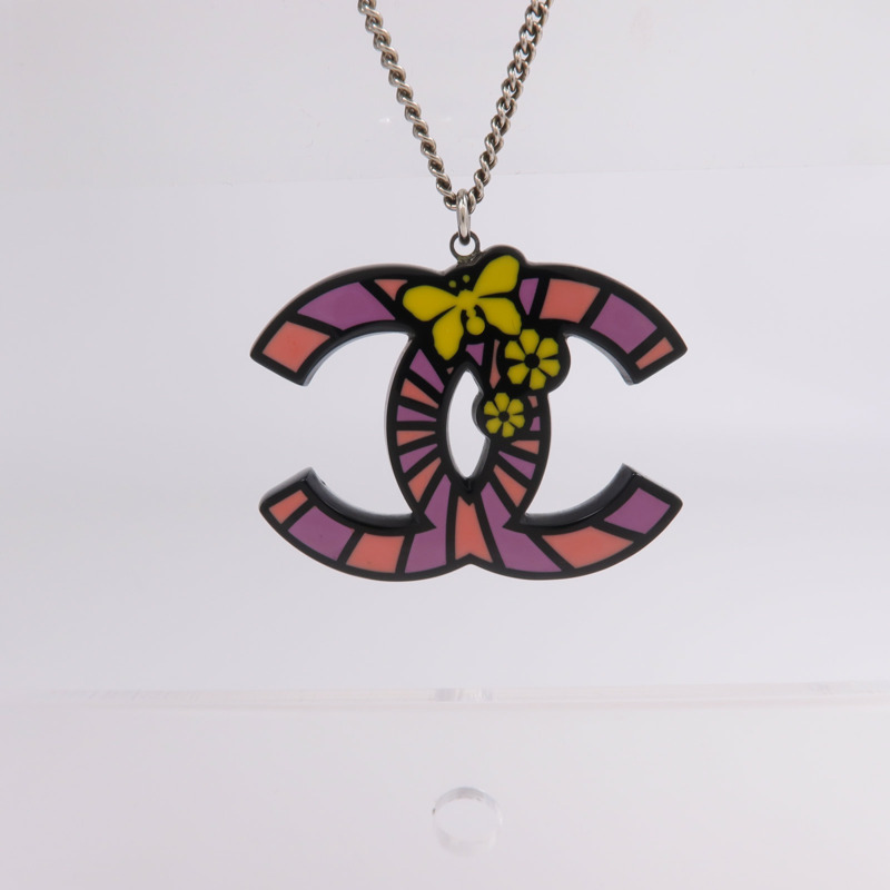 CHANEL 金屬/琺瑯Burttefly CC Pendant Necklace項鍊-2