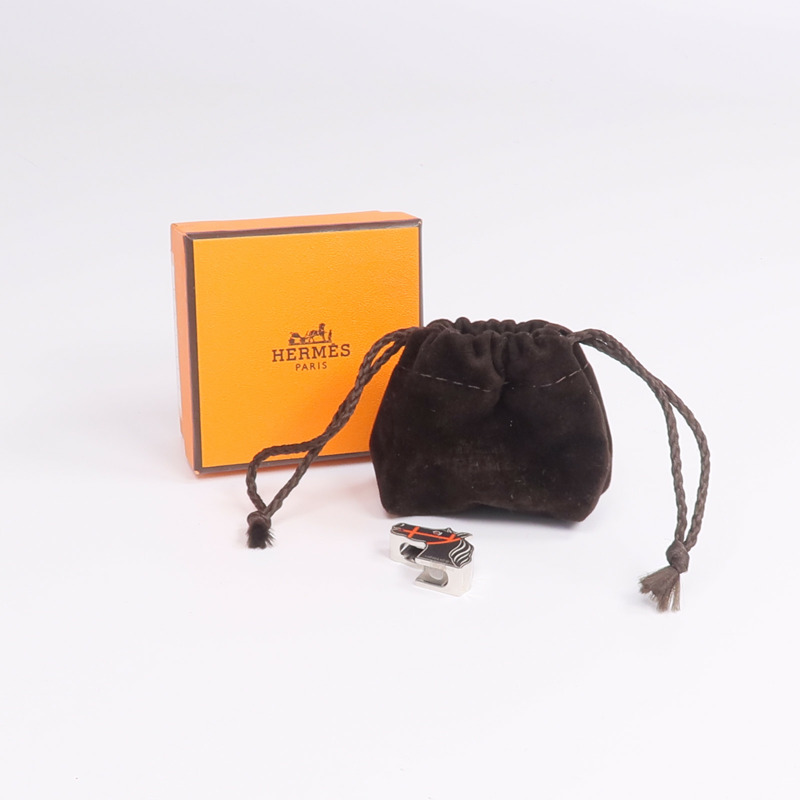 HERMES 金屬/琺瑯Quadrige Twilly Ring絲巾扣-7