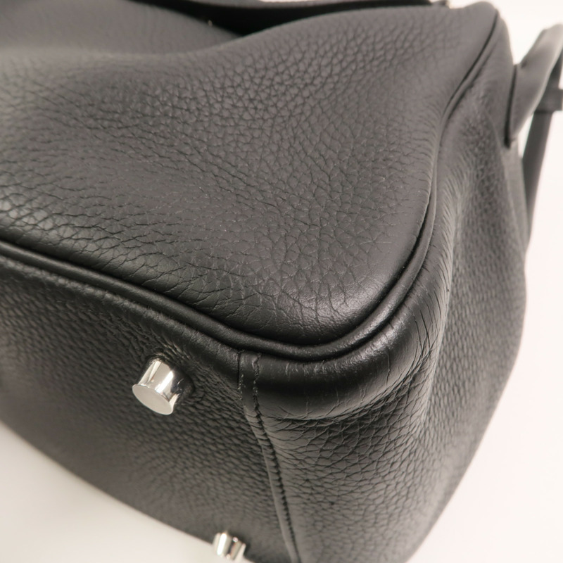 HERMES Clemence皮革Lindy 26手挽肩背兩用袋Noir-10