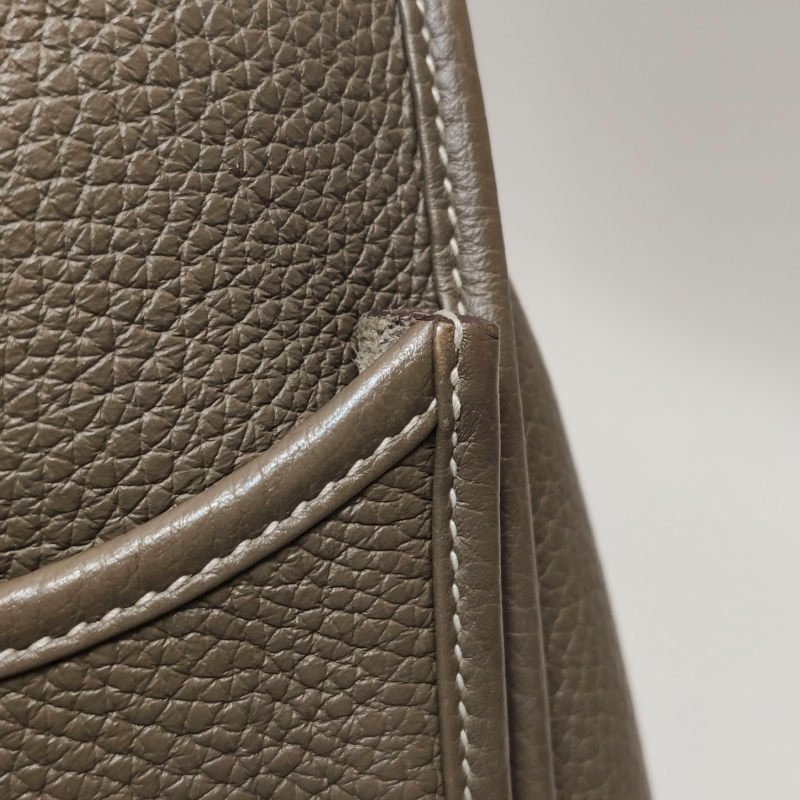 Hermes Evelyne29鏤空斜背包單肩包TC牛皮金扣18etoupe大象灰Y刻-19