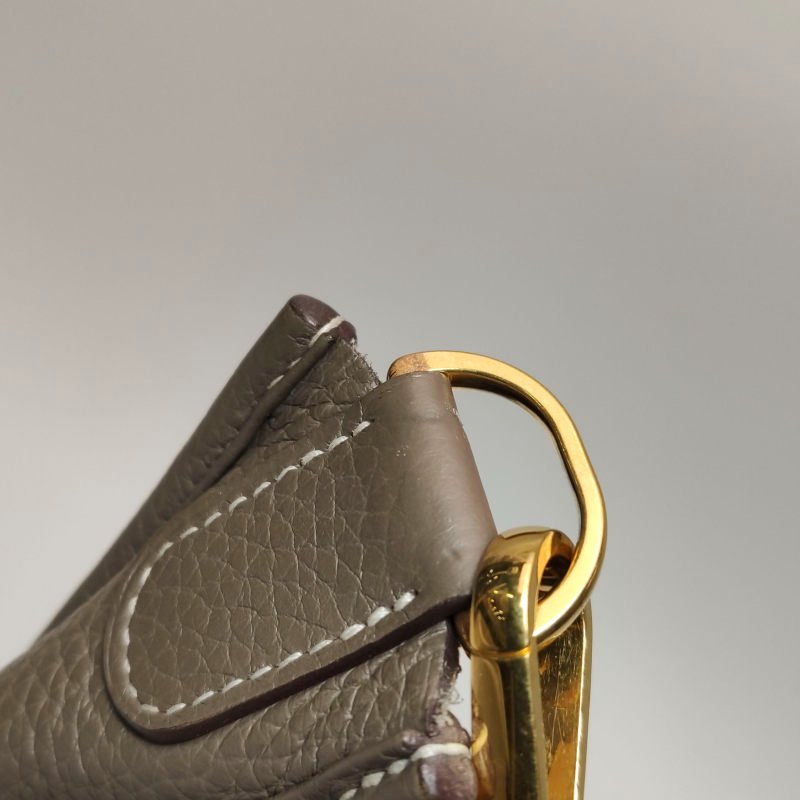 Hermes Evelyne29鏤空斜背包單肩包TC牛皮金扣18etoupe大象灰Y刻-27
