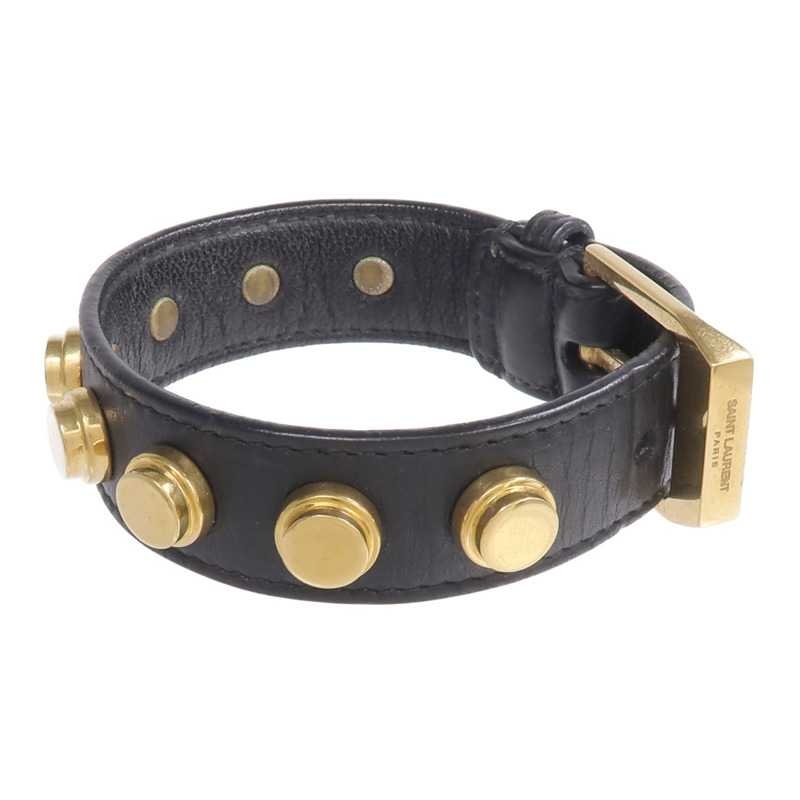 YVES SAINT LAURENT 牛皮皮革/金屬Studded De Force Bracelet手帶-1
