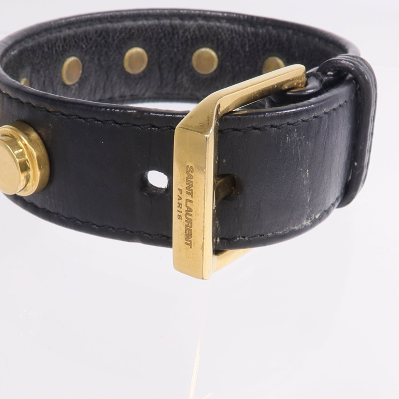 YVES SAINT LAURENT 牛皮皮革/金屬Studded De Force Bracelet手帶-4