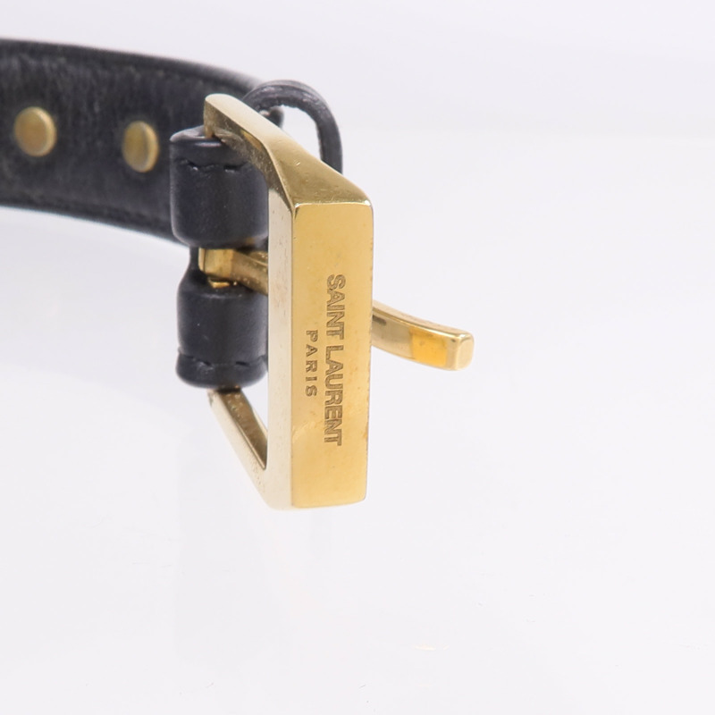 YVES SAINT LAURENT 牛皮皮革/金屬Studded De Force Bracelet手帶-9