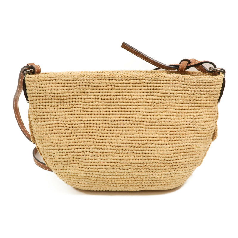 LOEWE Raffia/牛皮皮革Paula's Ibiza Ruffle Pochette肩背袋-1