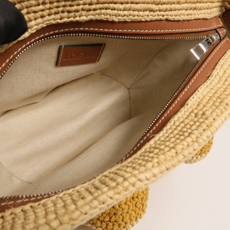 LOEWE Raffia/牛皮皮革Paula's Ibiza Ruffle Pochette肩背袋-4