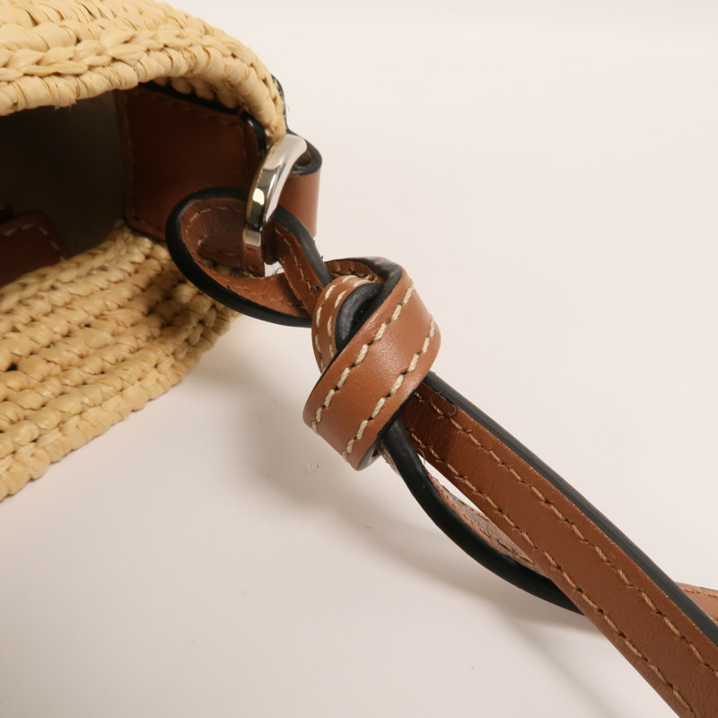 LOEWE Raffia/牛皮皮革Paula's Ibiza Ruffle Pochette肩背袋-9