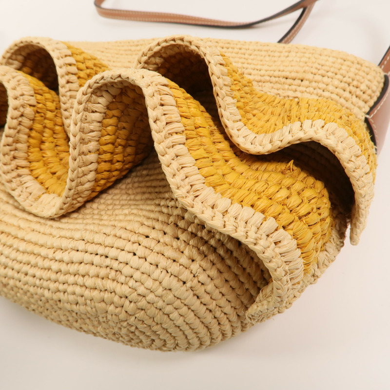 LOEWE Raffia/牛皮皮革Paula's Ibiza Ruffle Pochette肩背袋-10