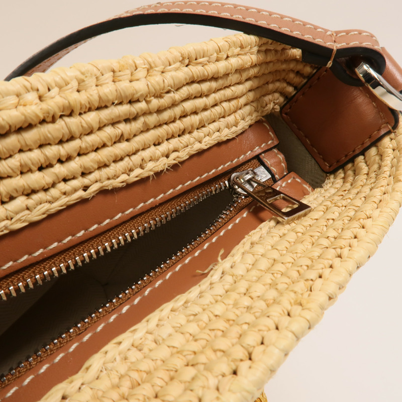 LOEWE Raffia/牛皮皮革Paula's Ibiza Ruffle Pochette肩背袋-14