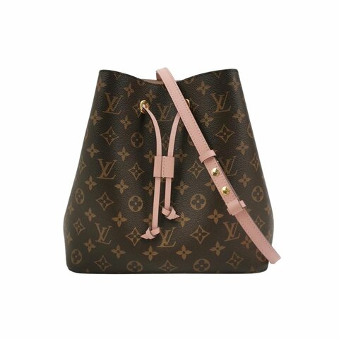 Louis Vuitton (LV) NÉONOÉ中號牛皮Monogram印花抽繩斜背包單肩包晶片款
