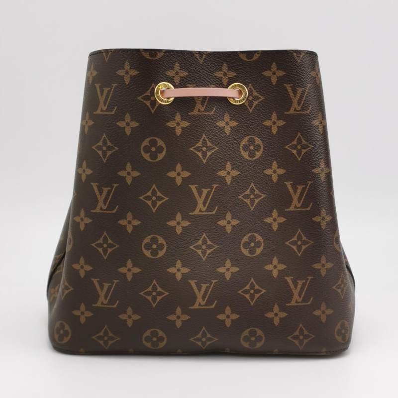 Louis Vuitton (LV) NÉONOÉ中號牛皮Monogram印花抽繩斜背包單肩包晶片款-4