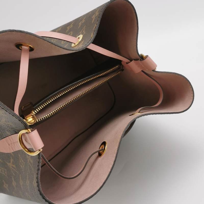 Louis Vuitton (LV) NÉONOÉ中號牛皮Monogram印花抽繩斜背包單肩包晶片款-6