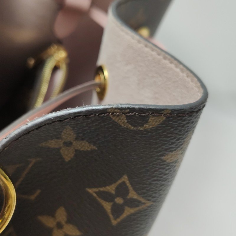 Louis Vuitton (LV) NÉONOÉ中號牛皮Monogram印花抽繩斜背包單肩包晶片款-16
