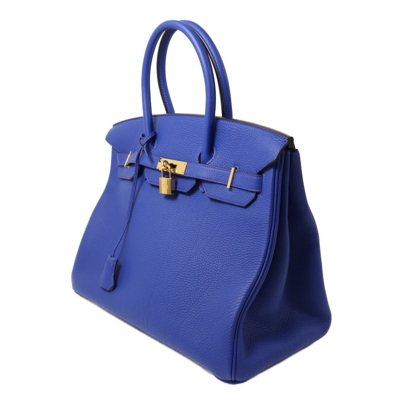 HERMES Togo皮革Birkin 35手挽袋Bleu Electric-2