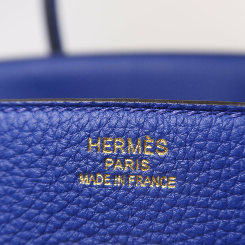 HERMES Togo皮革Birkin 35手挽袋Bleu Electric-5