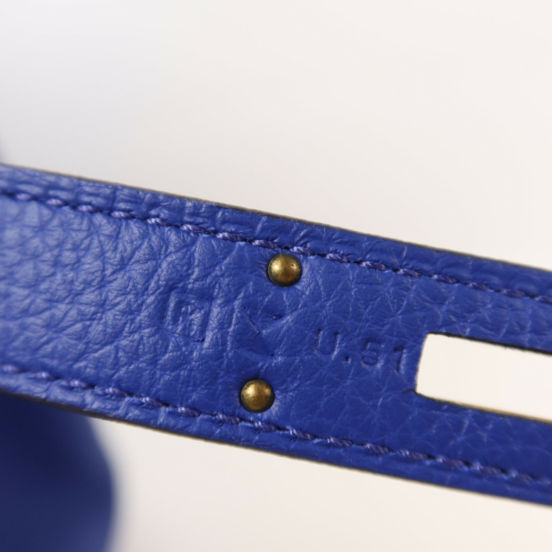 HERMES Togo皮革Birkin 35手挽袋Bleu Electric-6