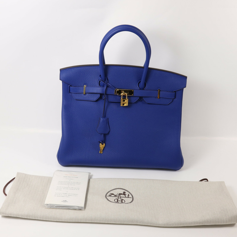 HERMES Togo皮革Birkin 35手挽袋Bleu Electric-8