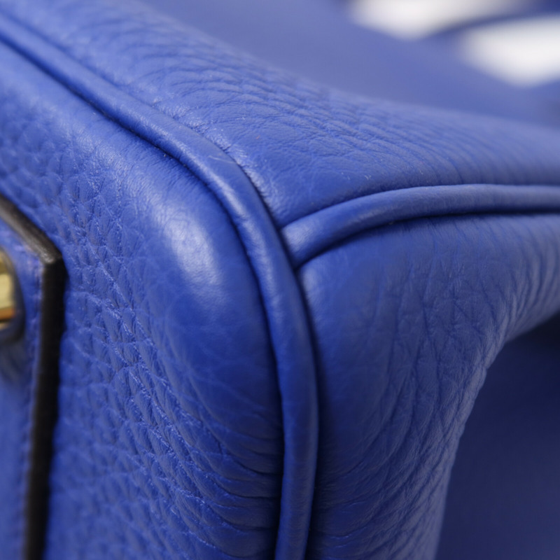HERMES Togo皮革Birkin 35手挽袋Bleu Electric-13