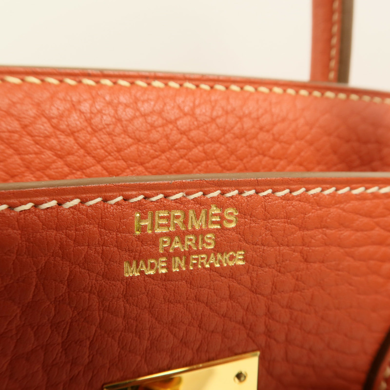 HERMES Fjord皮革Birkin 35手挽袋Sanguine-5