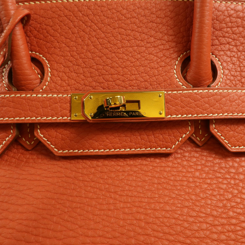 HERMES Fjord皮革Birkin 35手挽袋Sanguine-8