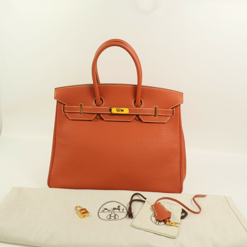 HERMES Fjord皮革Birkin 35手挽袋Sanguine-9