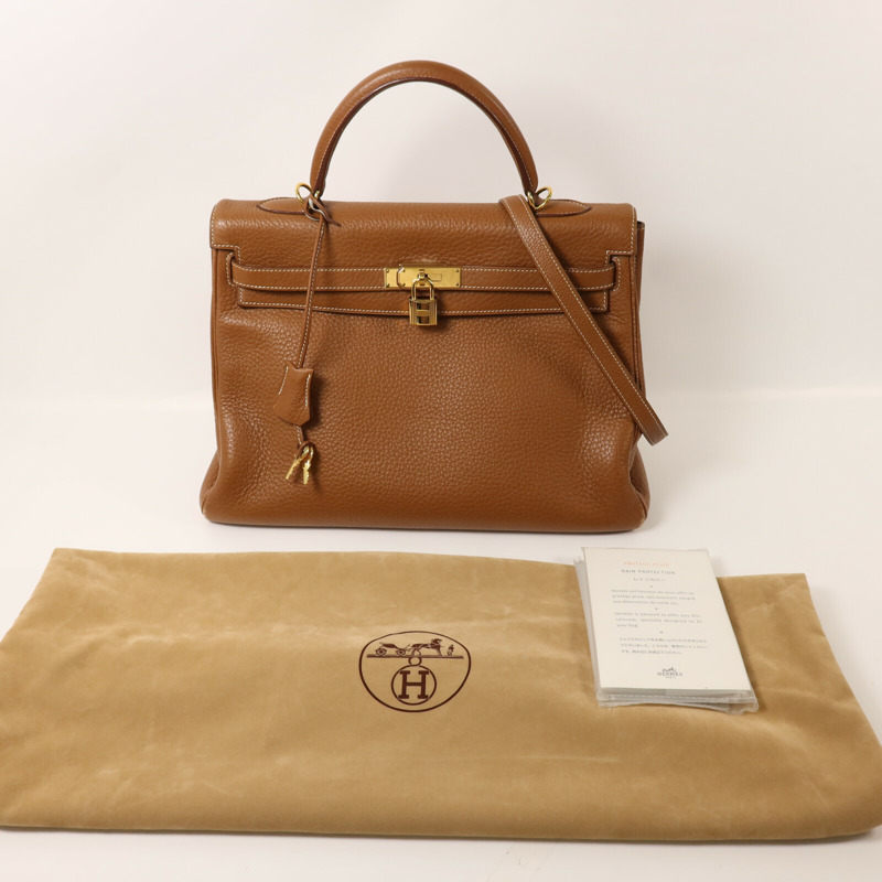 HERMES Togo皮革Kelly 35手挽肩背兩用袋Gold-8